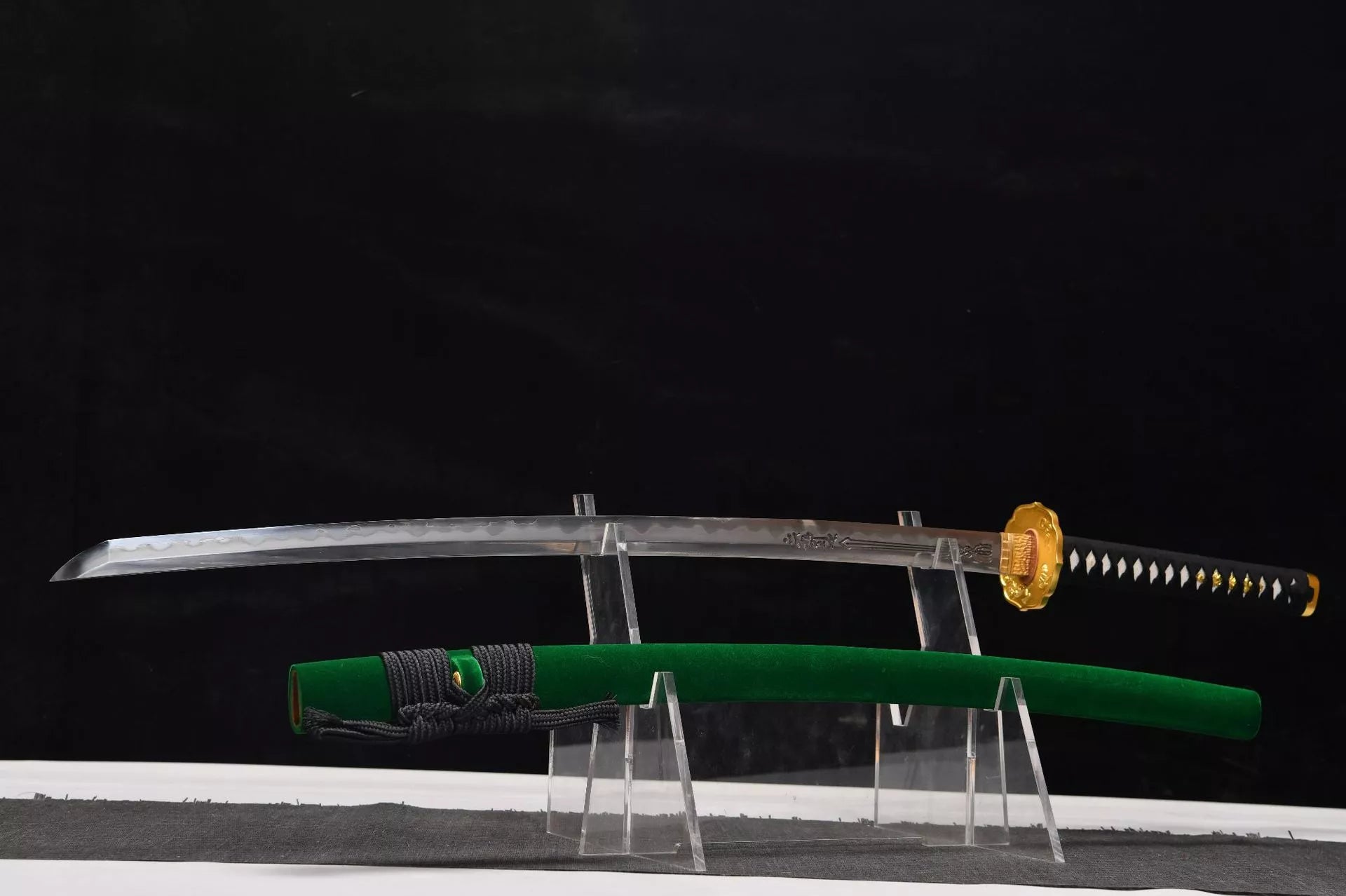 New handcrafted long 26-inch pure copper gold-plated three-piece samurai sword - Blue Dragon Katana