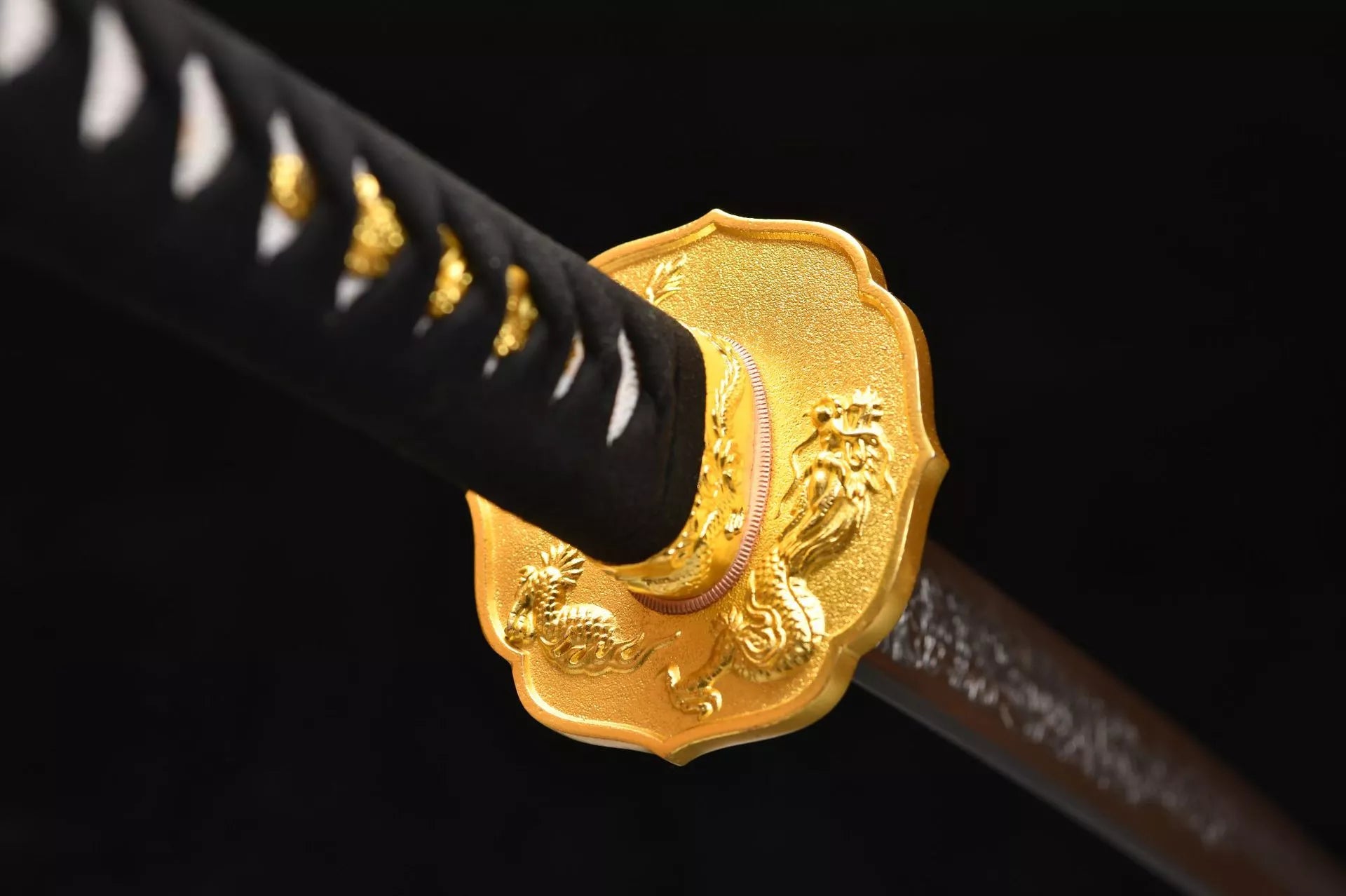 New handcrafted long 26-inch pure copper gold-plated three-piece samurai sword - Blue Dragon Katana