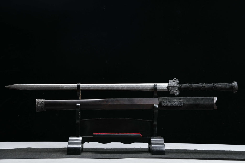 2180 New Handmade Long 28-inch Iron Mounted Han Sword with Dragon Scale Pattern - Sheep's Head Iron Sword