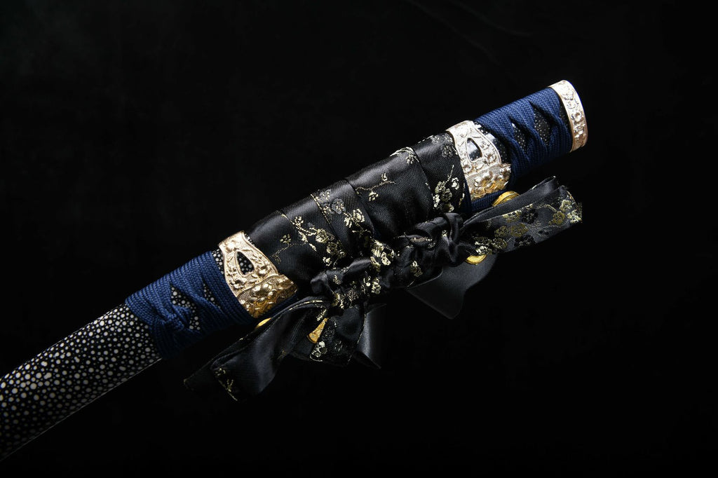 26-inch Patterned Steel Burnished Edge Shisouken Sakura Taijutsu (Hilt Reverse)