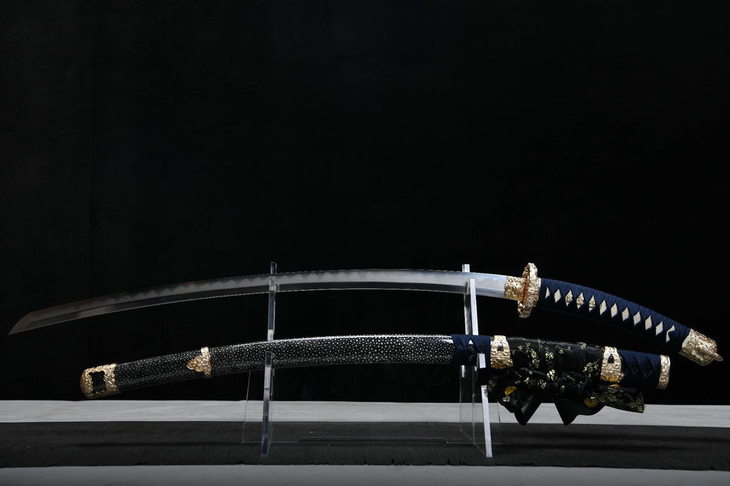 26-inch Patterned Steel Burnished Edge Shisouken Sakura Taijutsu (Hilt Reverse)