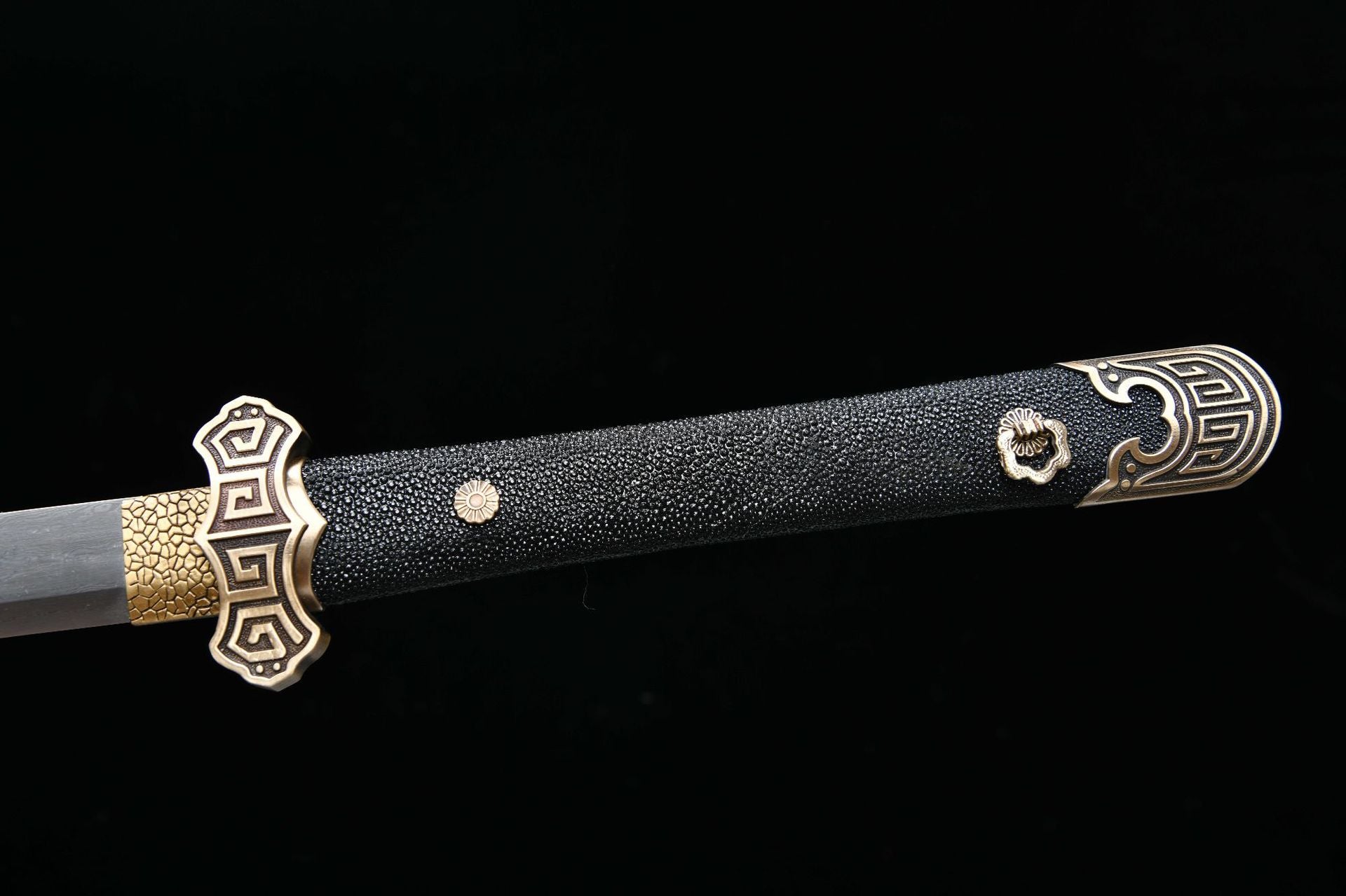 1160 New Handmade Long 26-inch Patterned Steel Fishskin-Handled Tang Sword - Hui Ruyi Tang Knife (Fishskin-Handled Model)