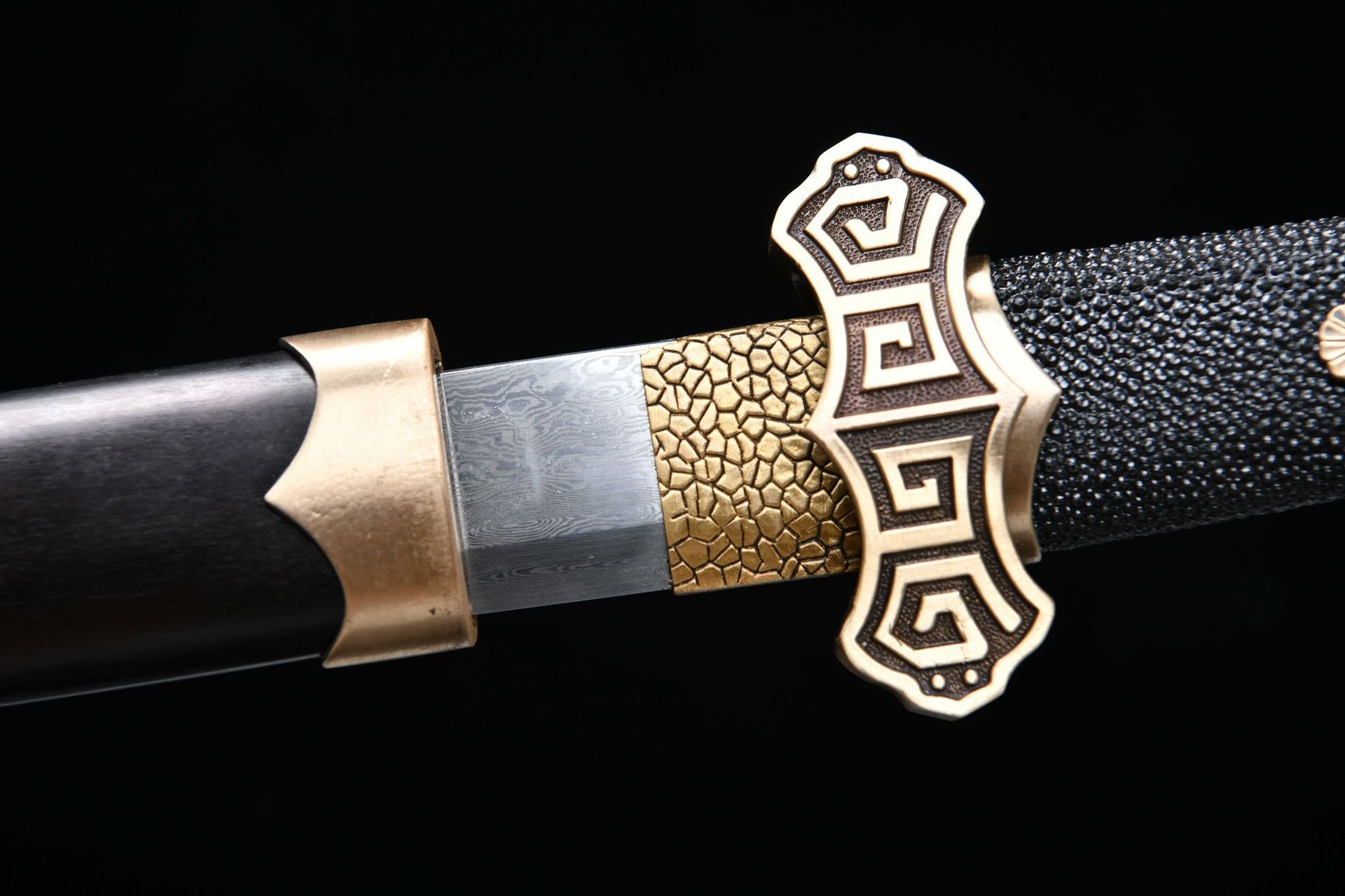 1160 New Handmade Long 26-inch Patterned Steel Fishskin-Handled Tang Sword - Hui Ruyi Tang Knife (Fishskin-Handled Model)