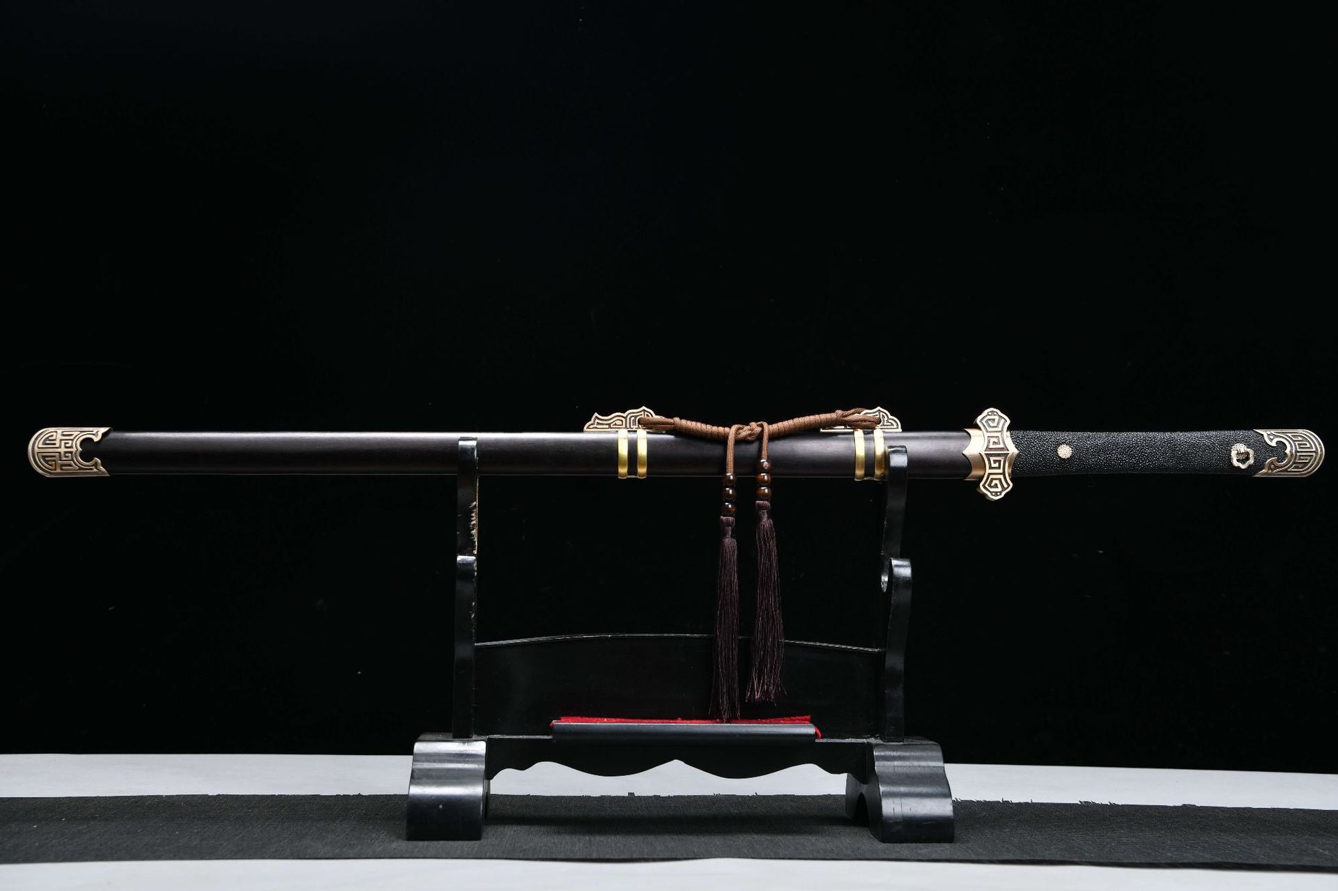 1160 New Handmade Long 26-inch Patterned Steel Fishskin-Handled Tang Sword - Hui Ruyi Tang Knife (Fishskin-Handled Model)