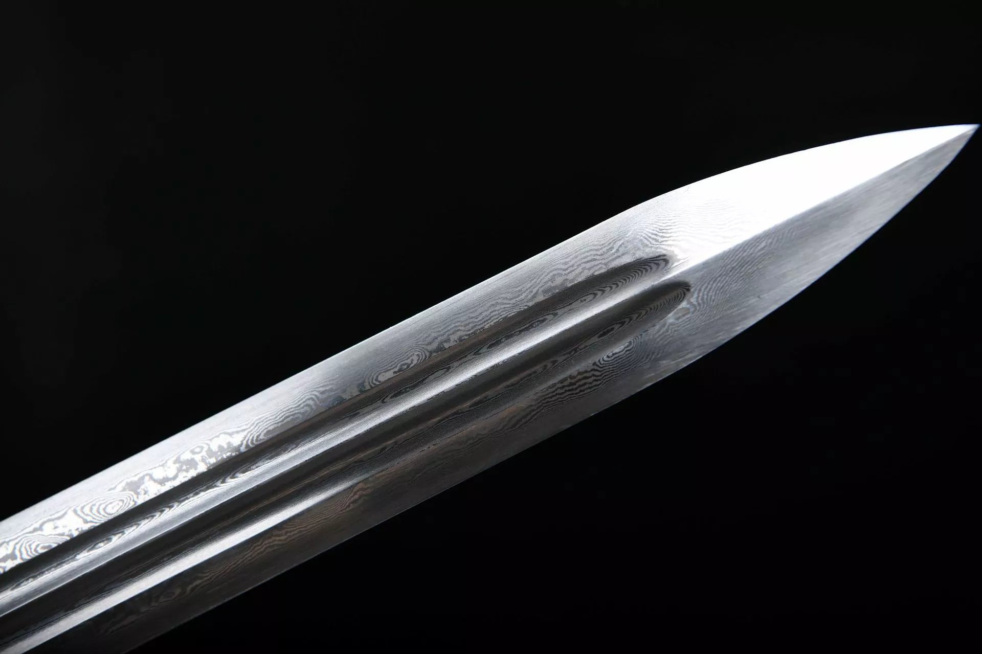 1200 New Handmade Long 28-inch Ebony Patterned Steel Clear Sword - Plum Blossom One-Handed Sword