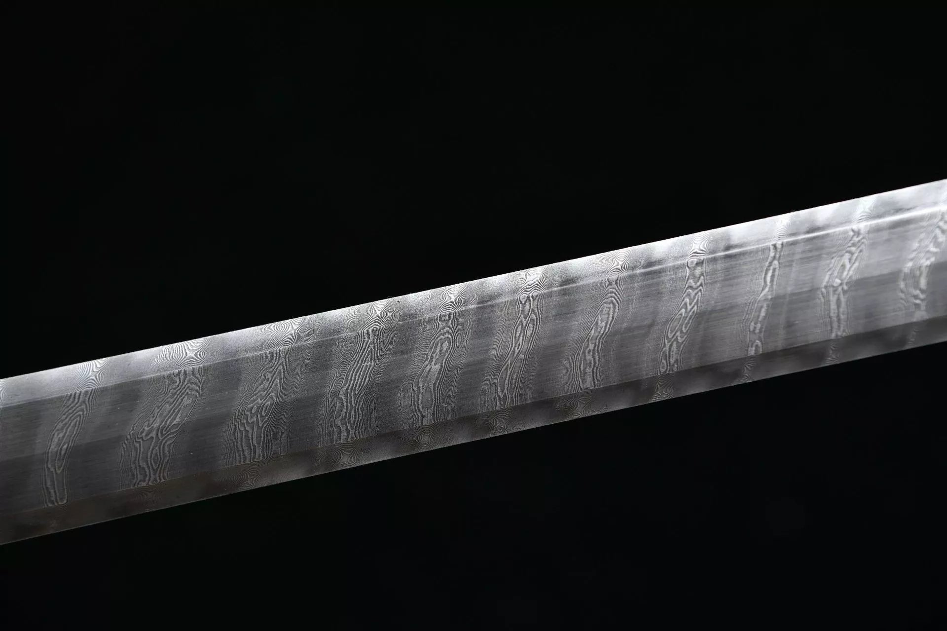 1700 New handmade Long 28 inch ebony ladder pattern Tang sword--Pine and Crane Evergreen Fukushou Sword
