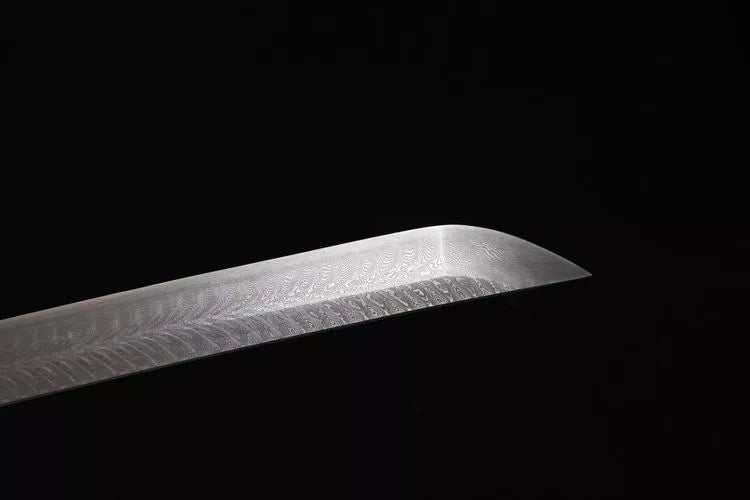 26-inch New Stonewashed Feather Patterned Steel Katana - Yulong