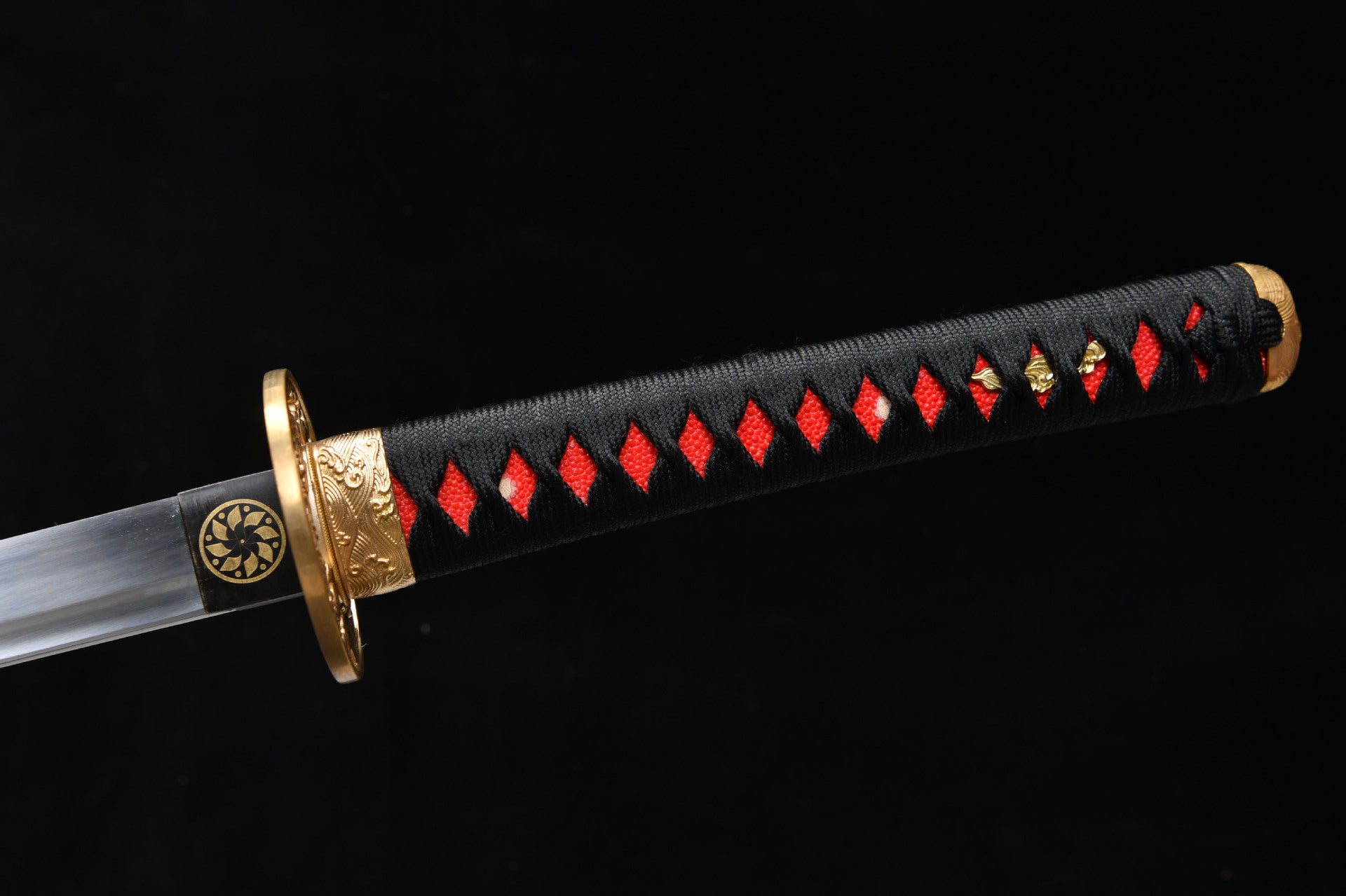 26-inch High-Manganese Steel Katana with Pure Copper Frame - Openwork Wave-Carved Katana