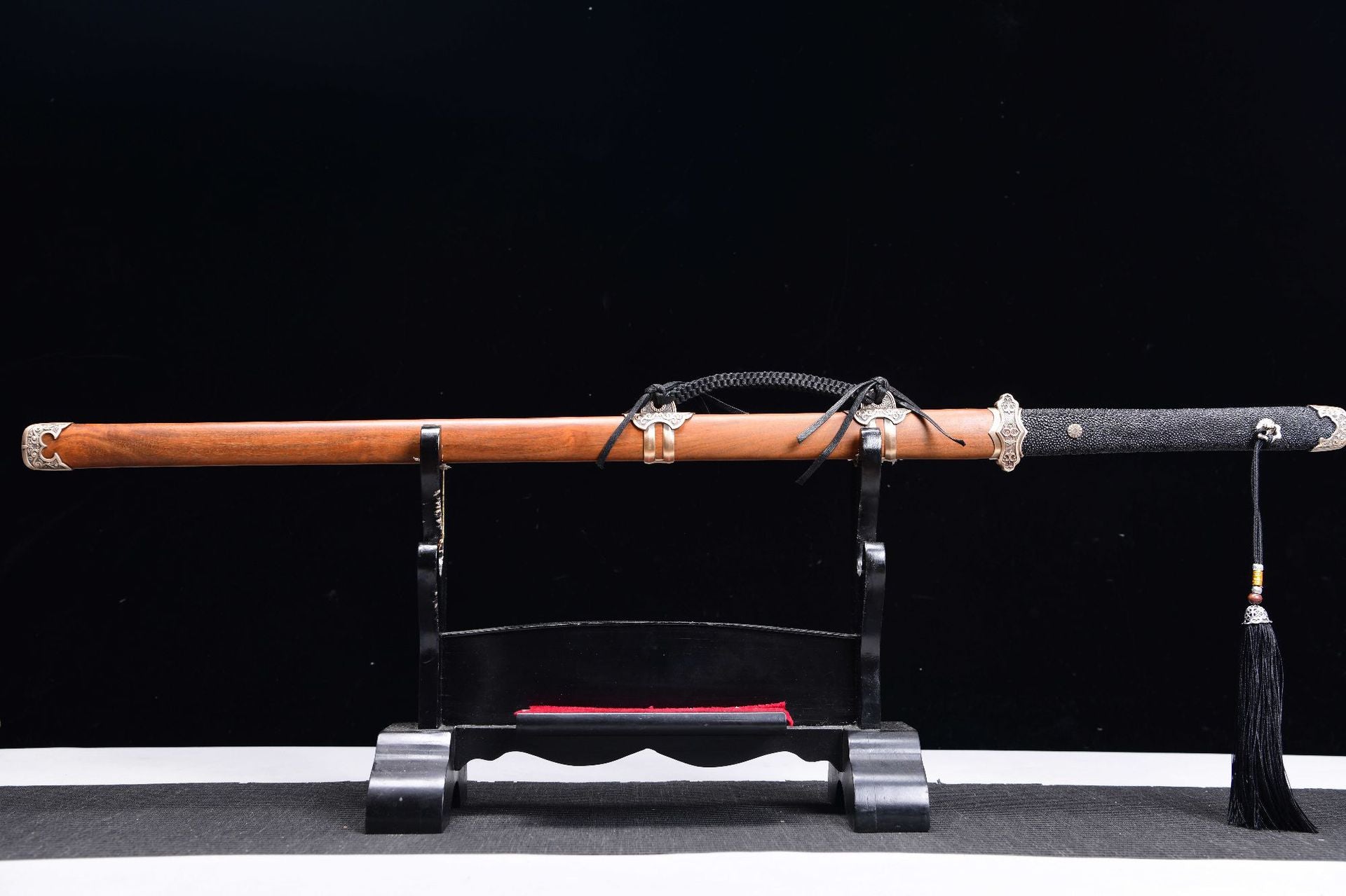 1300 New Special Long 26" T10 Burnished Blade Sharpened Tang Horizontal Knife - Small Tang Knife (Fish Skin Handle Version)