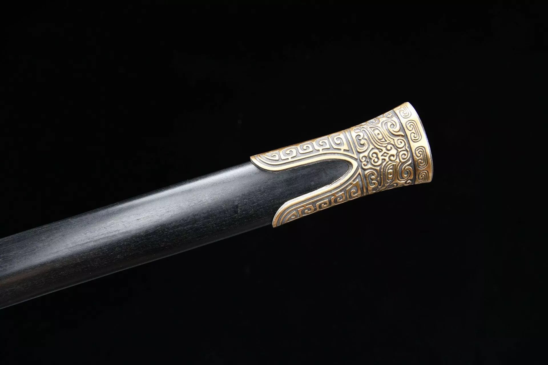 1300 New Handmade Long 28-inch Copper Mounted Patterned Steel Burnt Edge Han Sword - True Wuhan Sword