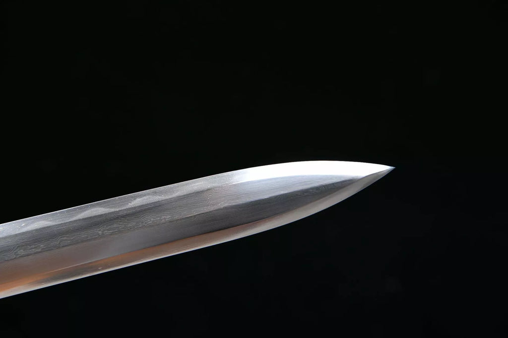 1300 New Handmade Long 28-inch Copper Mounted Patterned Steel Burnt Edge Han Sword - True Wuhan Sword