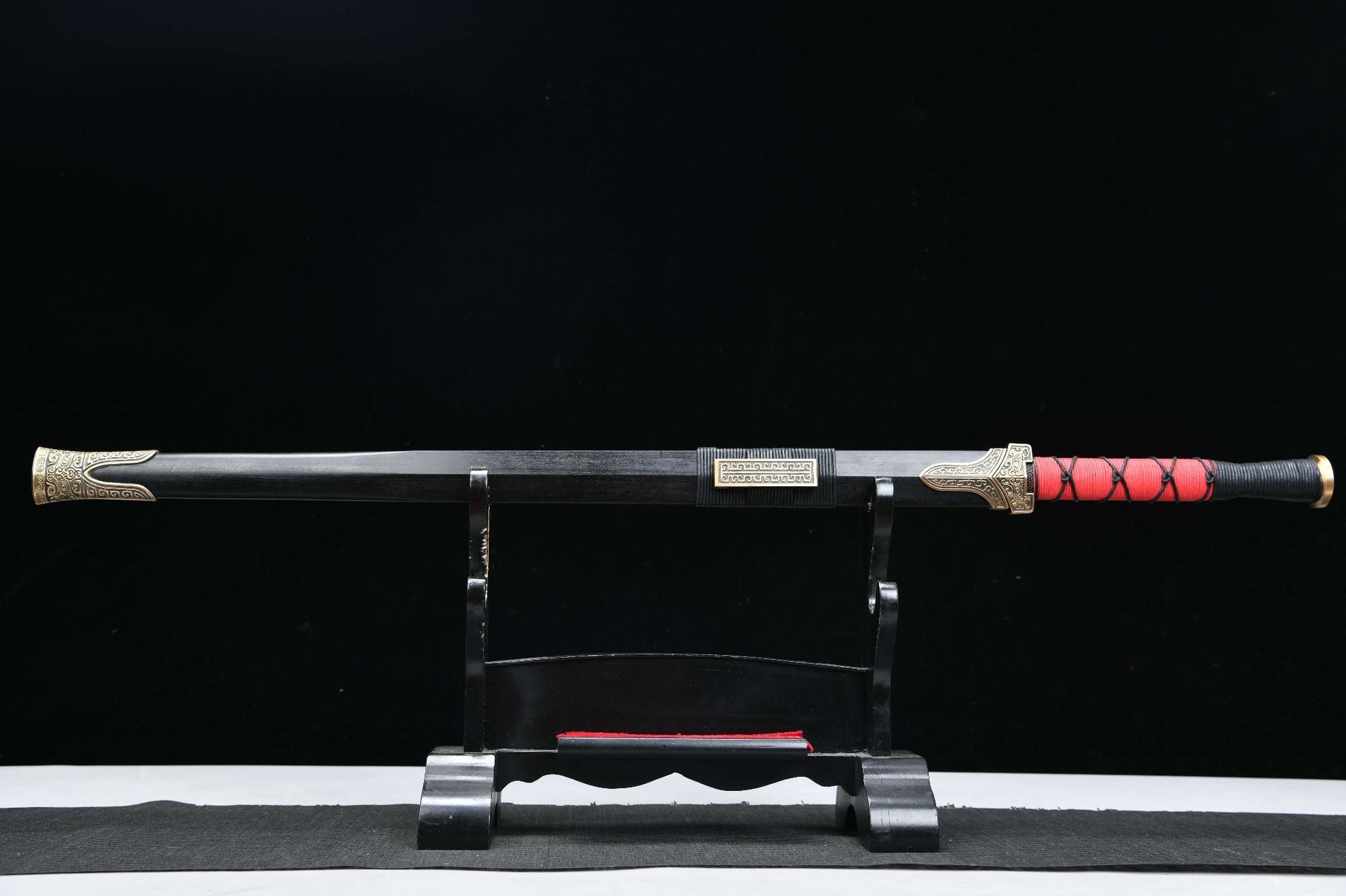 1300 New Handmade Long 28-inch Copper Mounted Patterned Steel Burnt Edge Han Sword - True Wuhan Sword