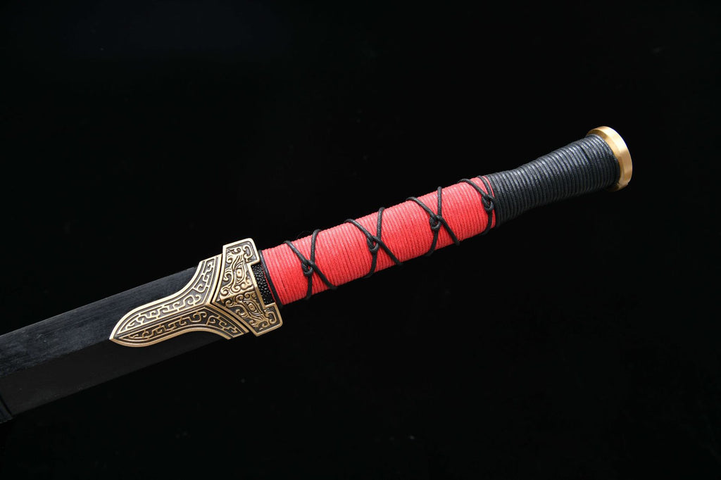1300 New Handmade Long 28-inch Copper Mounted Patterned Steel Burnt Edge Han Sword - True Wuhan Sword