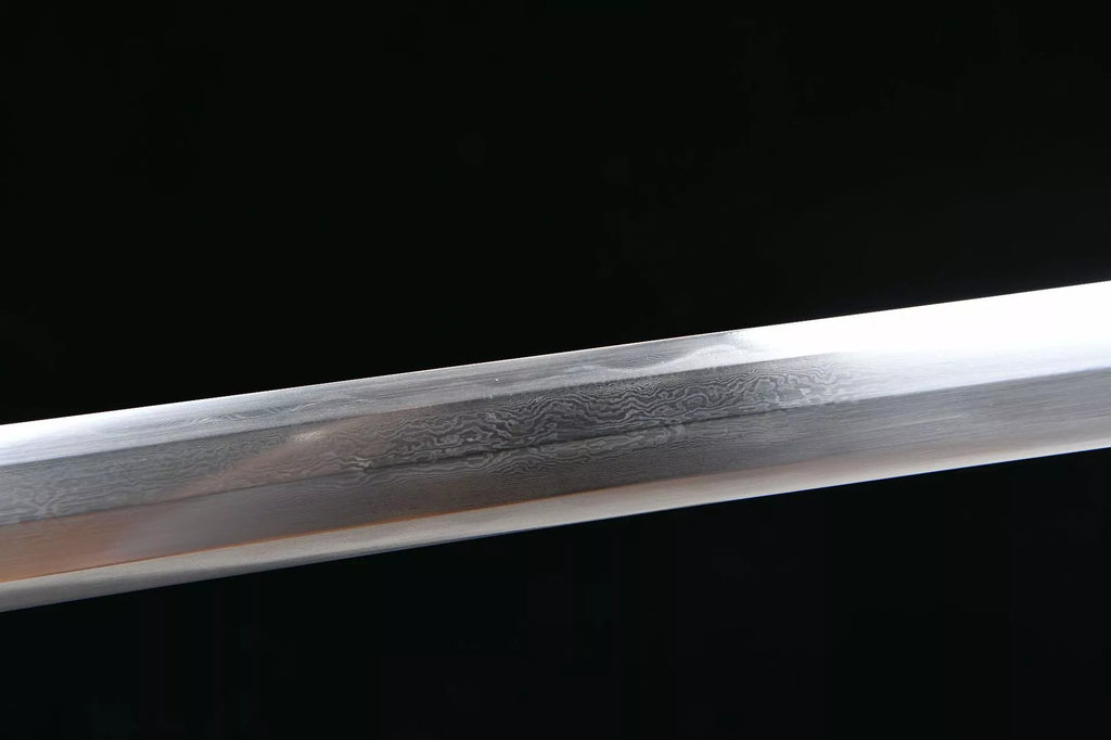 1300 New Handmade Long 28-inch Copper Mounted Patterned Steel Burnt Edge Han Sword - True Wuhan Sword