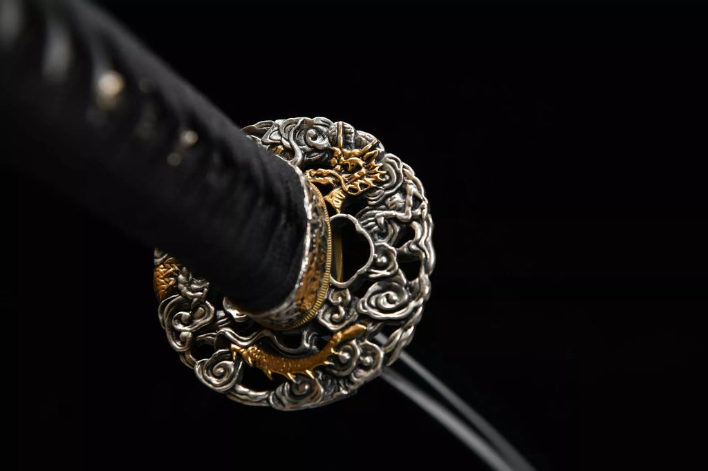 1200 New Handmade Long 26 T10 Burnished Blade Samurai Sword - Rolling Cloud Dragon