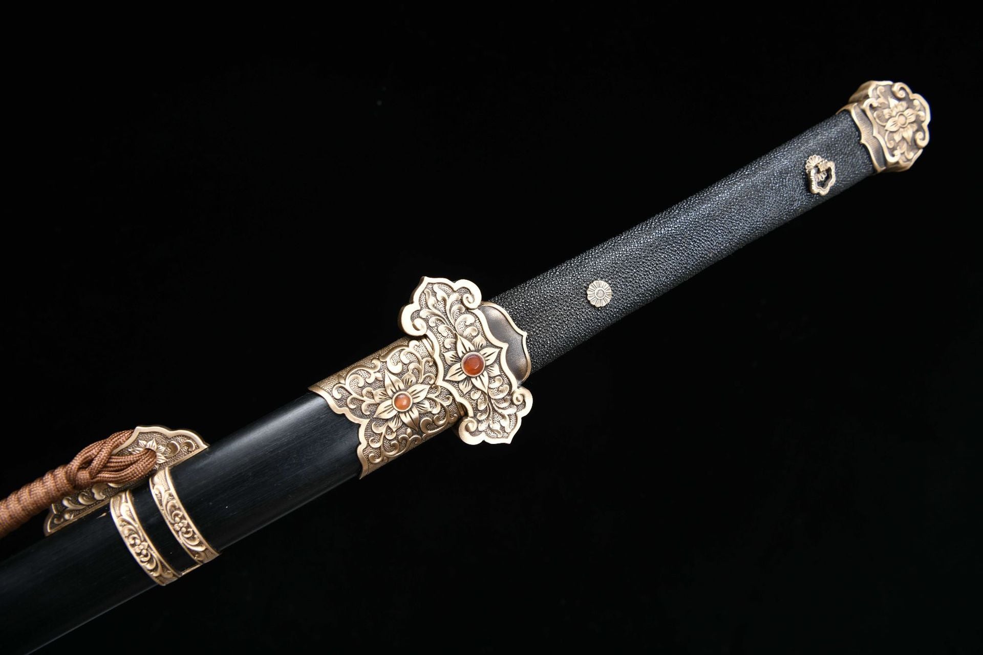1300 New Handmade Long 26-inch Patterned Steel Fishskin-Handled Tang Sword - Shengshi Tang Knife (Fishskin-Handled Model)