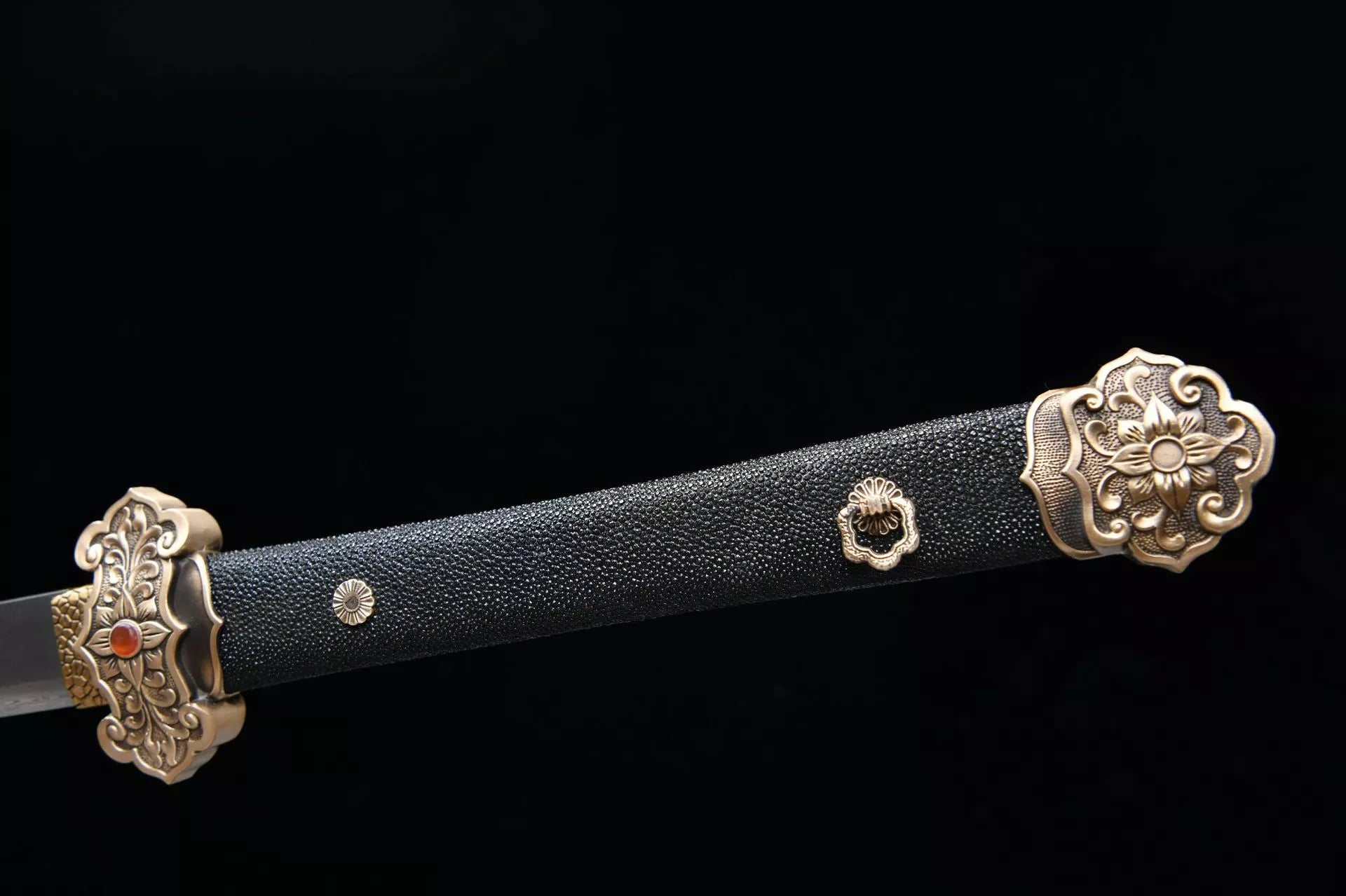 1300 New Handmade Long 26-inch Patterned Steel Fishskin-Handled Tang Sword - Shengshi Tang Knife (Fishskin-Handled Model)