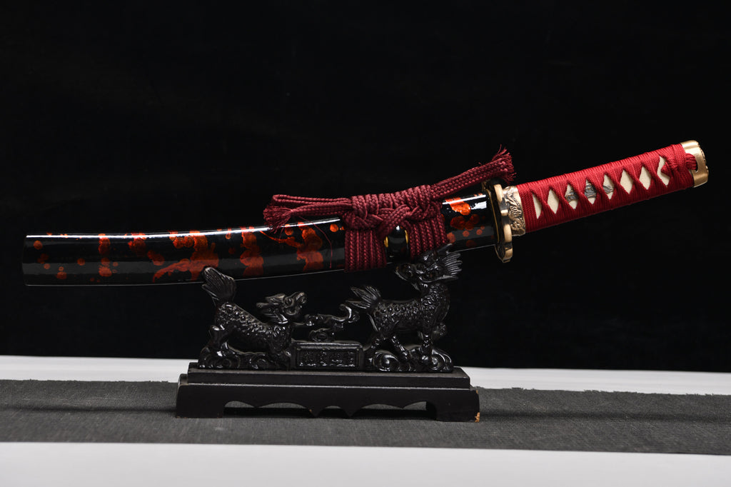 The new handcrafted short 12-inch high-performance tempered steel black samurai sword - Shadow Ninja Katana