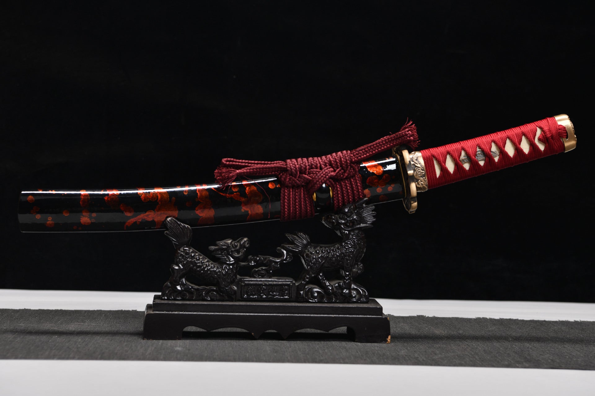 The new handcrafted short 12-inch high-performance tempered steel black samurai sword - Shadow Ninja Katana