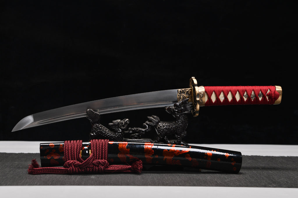 The new handcrafted short 12-inch high-performance tempered steel black samurai sword - Shadow Ninja Katana