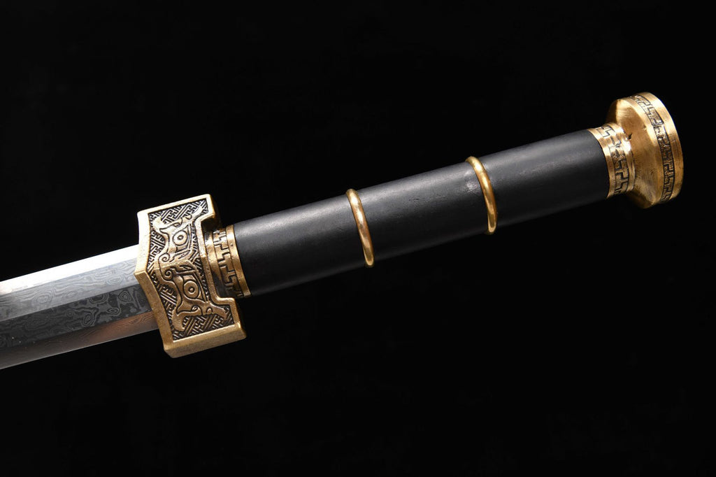 1060 New Handmade Long 28-inch Pure Copper Patterned Steel Han Sword - Ruyi Sword