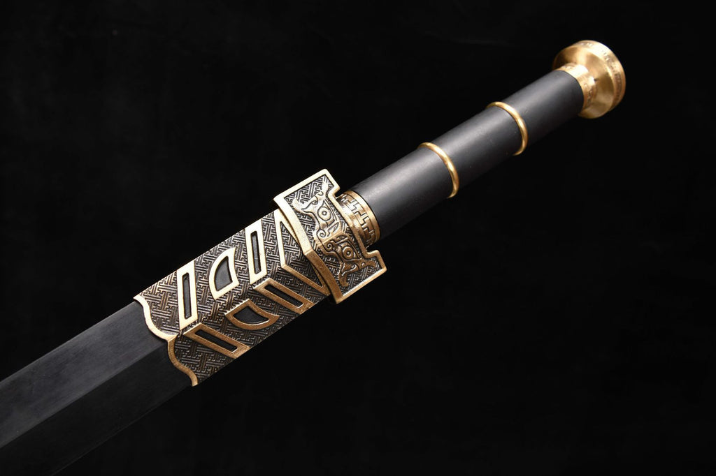 1060 New Handmade Long 28-inch Pure Copper Patterned Steel Han Sword - Ruyi Sword