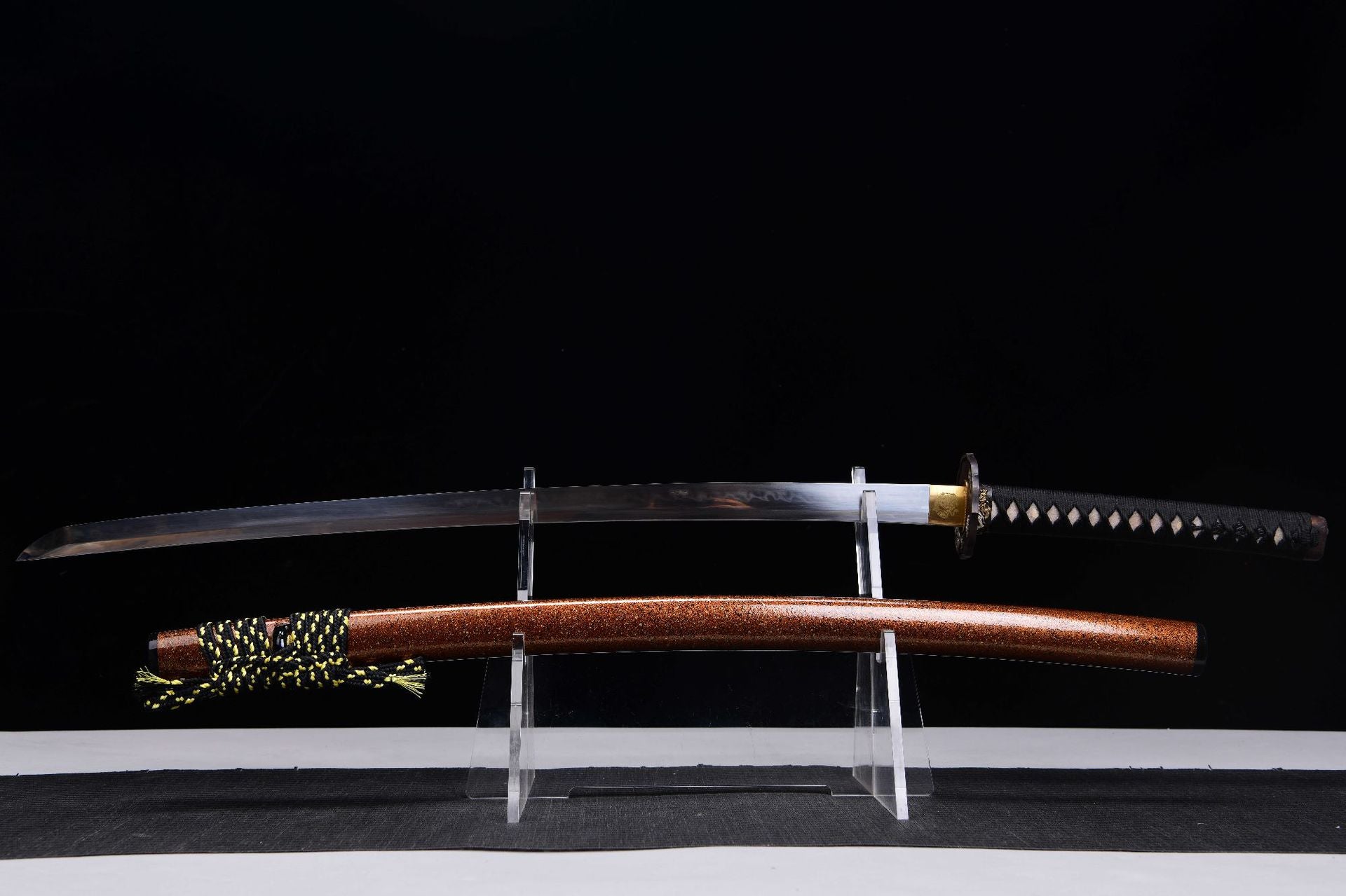 1280 Long 26 T10 Steel Burnished Blade True Cross-Handed Samurai Sword - Ryujin Fighting Sword