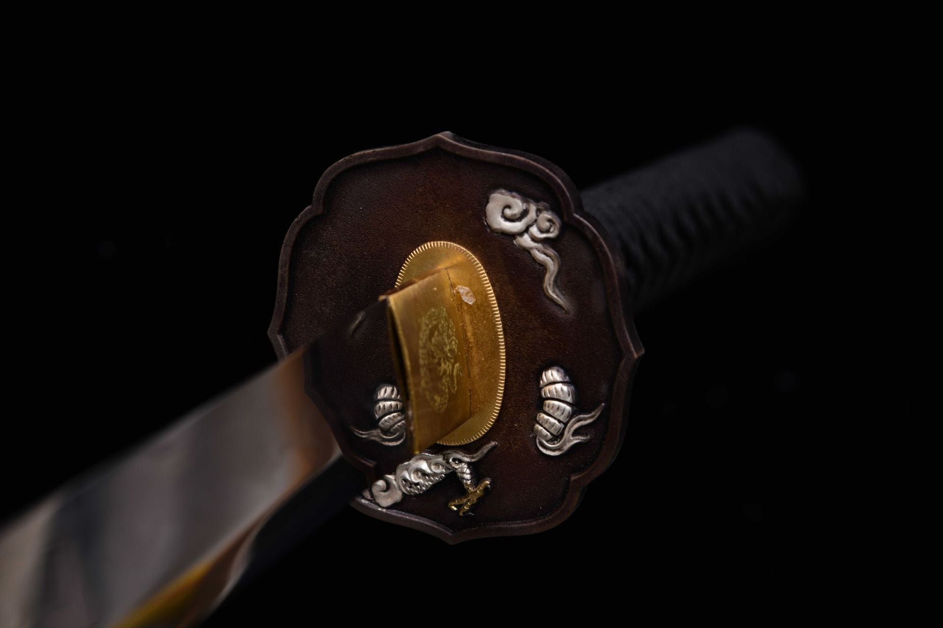 1280 Long 26 T10 Steel Burnished Blade True Cross-Handed Samurai Sword - Ryujin Fighting Sword