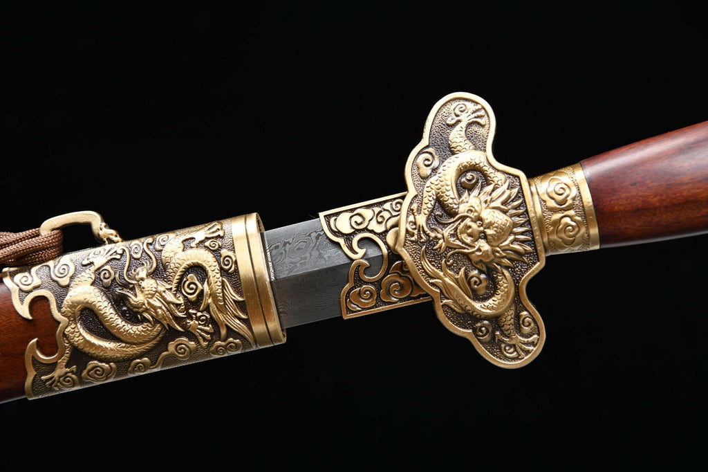 1100 New Handmade Long 28-inch Patterned Steel Qing Sword--Yulong Qing Sword