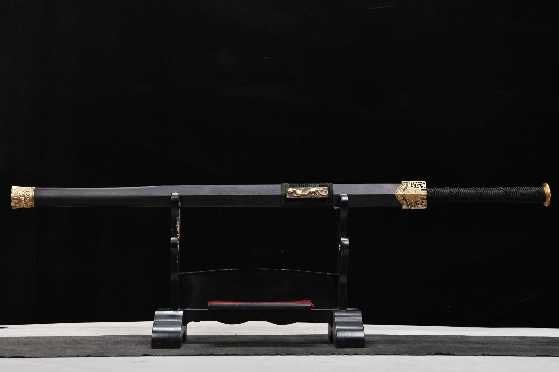 1200 New Handmade Long 28-inch Pure Copper Mounted Hundred Refined Steel Ancient Han Sword with Ladder Pattern - Chi-Dragon Han Sword (Classic Vintage Model)