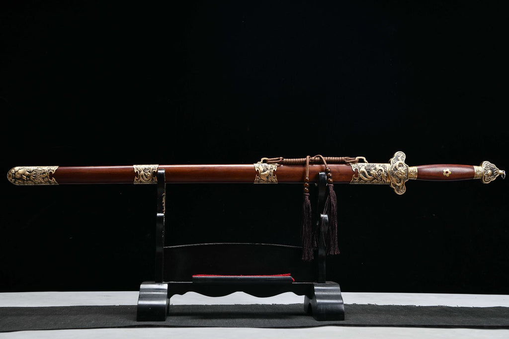 1100 New Handmade Long 28-inch Patterned Steel Qing Sword--Yulong Qing Sword