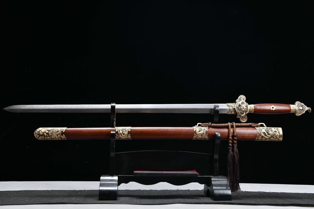 1100 New Handmade Long 28-inch Patterned Steel Qing Sword--Yulong Qing Sword