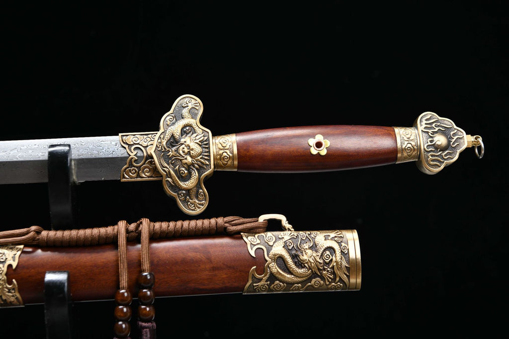 1100 New Handmade Long 28-inch Patterned Steel Qing Sword--Yulong Qing Sword
