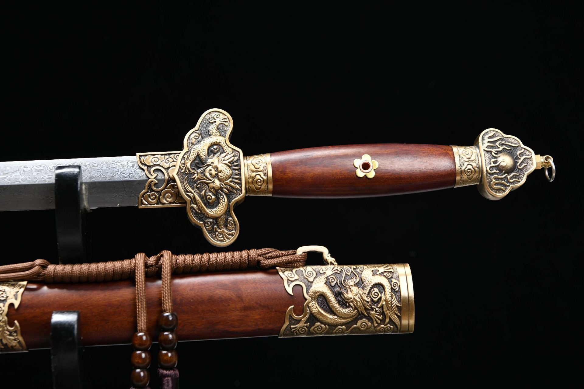 1100 New Handmade Long 28-inch Patterned Steel Qing Sword--Yulong Qing Sword