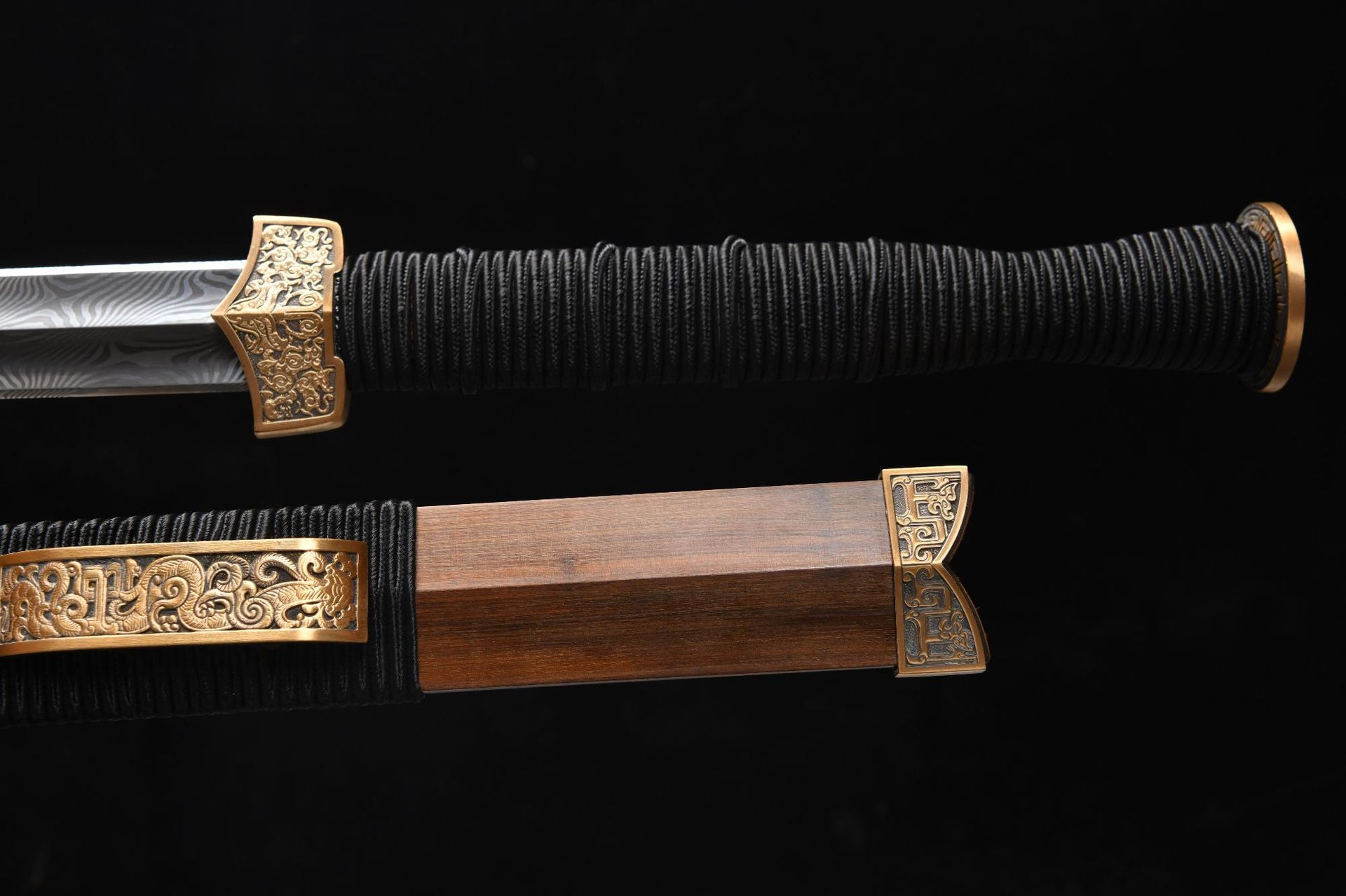1100 New Handmade Long 28-inch Pure Copper Dama Flat Hilt Han Sword - Xiang Yu War Sword