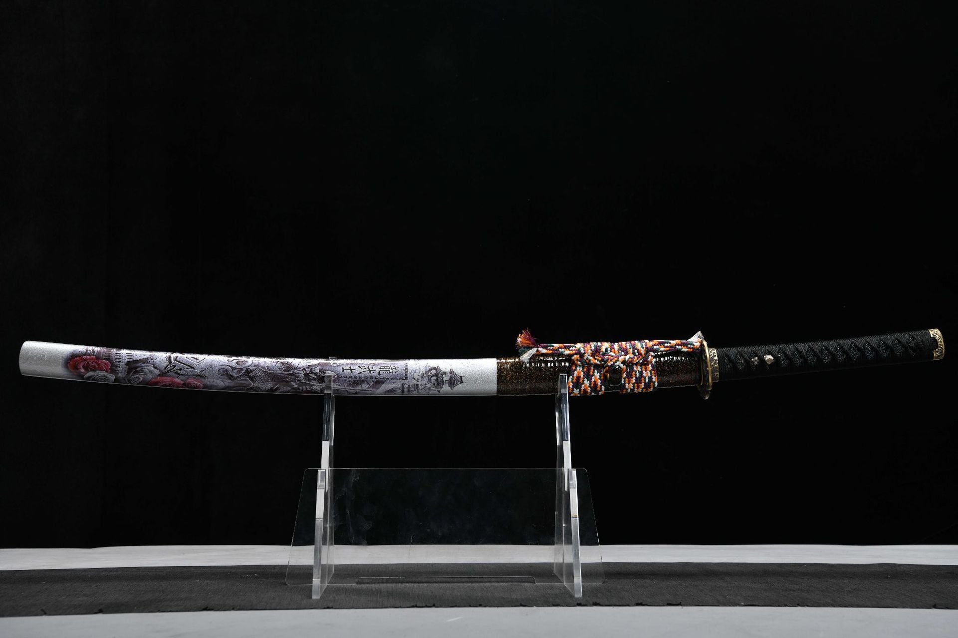 1160 New Handmade Long 26 T10 Burnished Blade Lingyun Pattern Ground Gray Samurai Sword - Chi-Dragon Fighting Sword