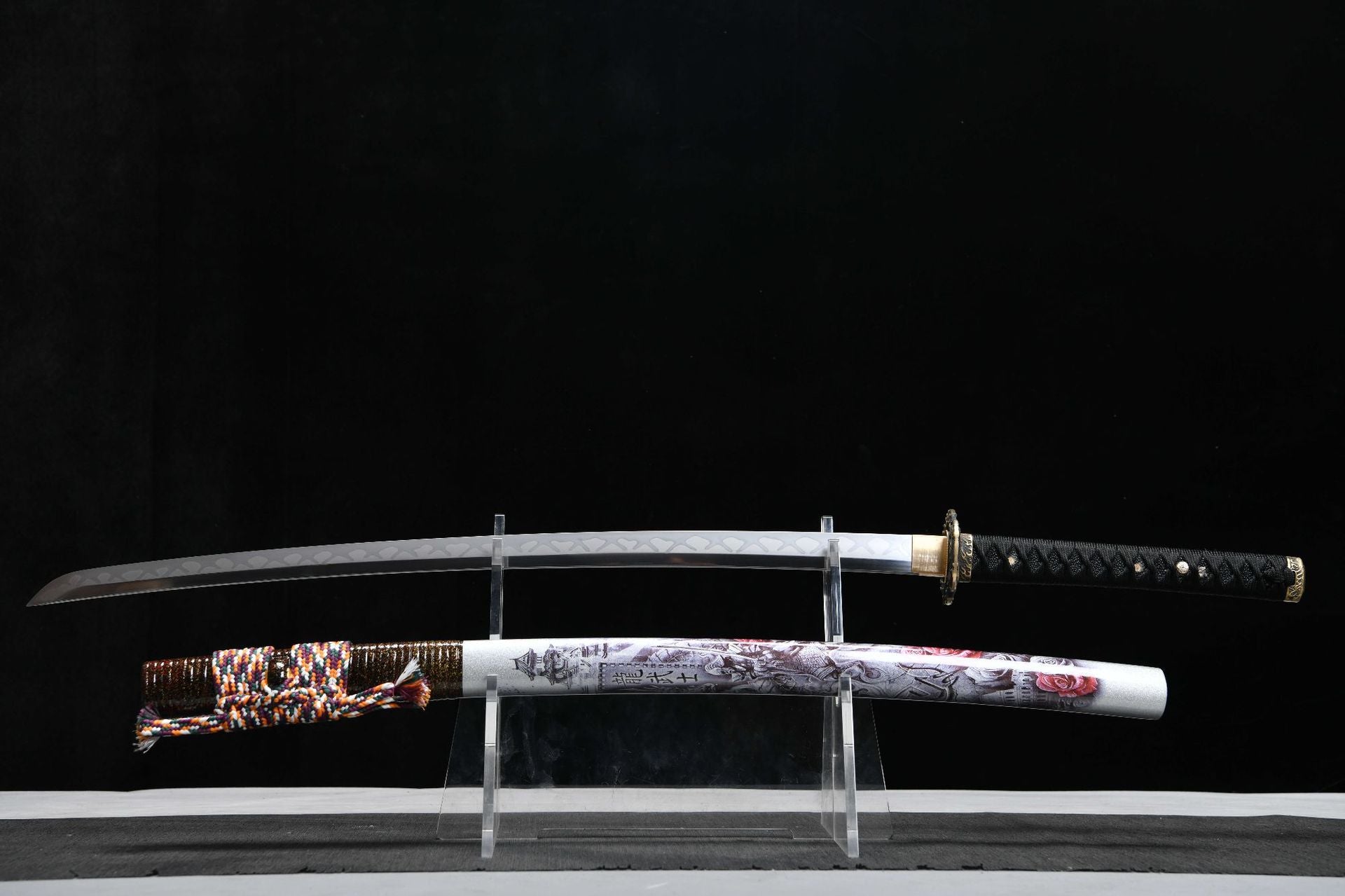 1160 New Handmade Long 26 T10 Burnished Blade Lingyun Pattern Ground Gray Samurai Sword - Chi-Dragon Fighting Sword