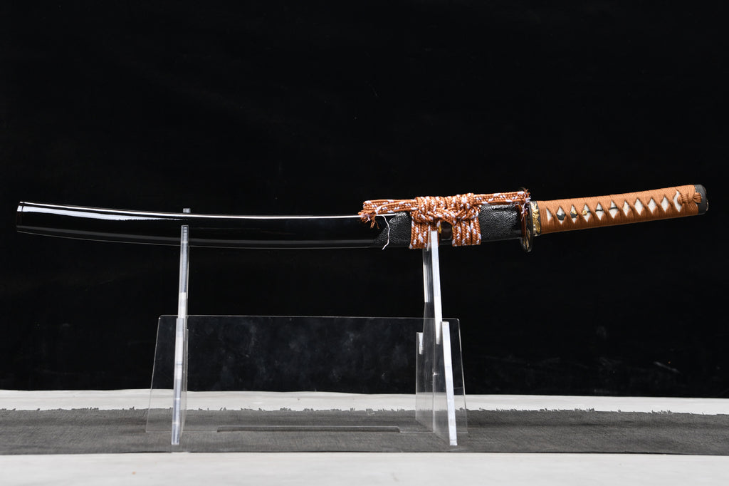 New handcrafted long pure copper gilded 20-inch three-color polished samurai sword with a tempered steel blade - Ten Thousand Arrows Ribbed Chisel