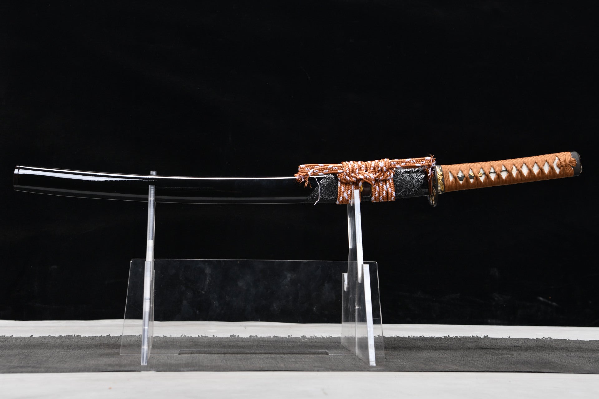 New handcrafted long pure copper gilded 20-inch three-color polished samurai sword with a tempered steel blade - Ten Thousand Arrows Ribbed Chisel