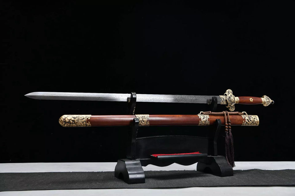 1100 New Handmade Long 28-inch Patterned Steel Qing Sword--Yulong Qing Sword