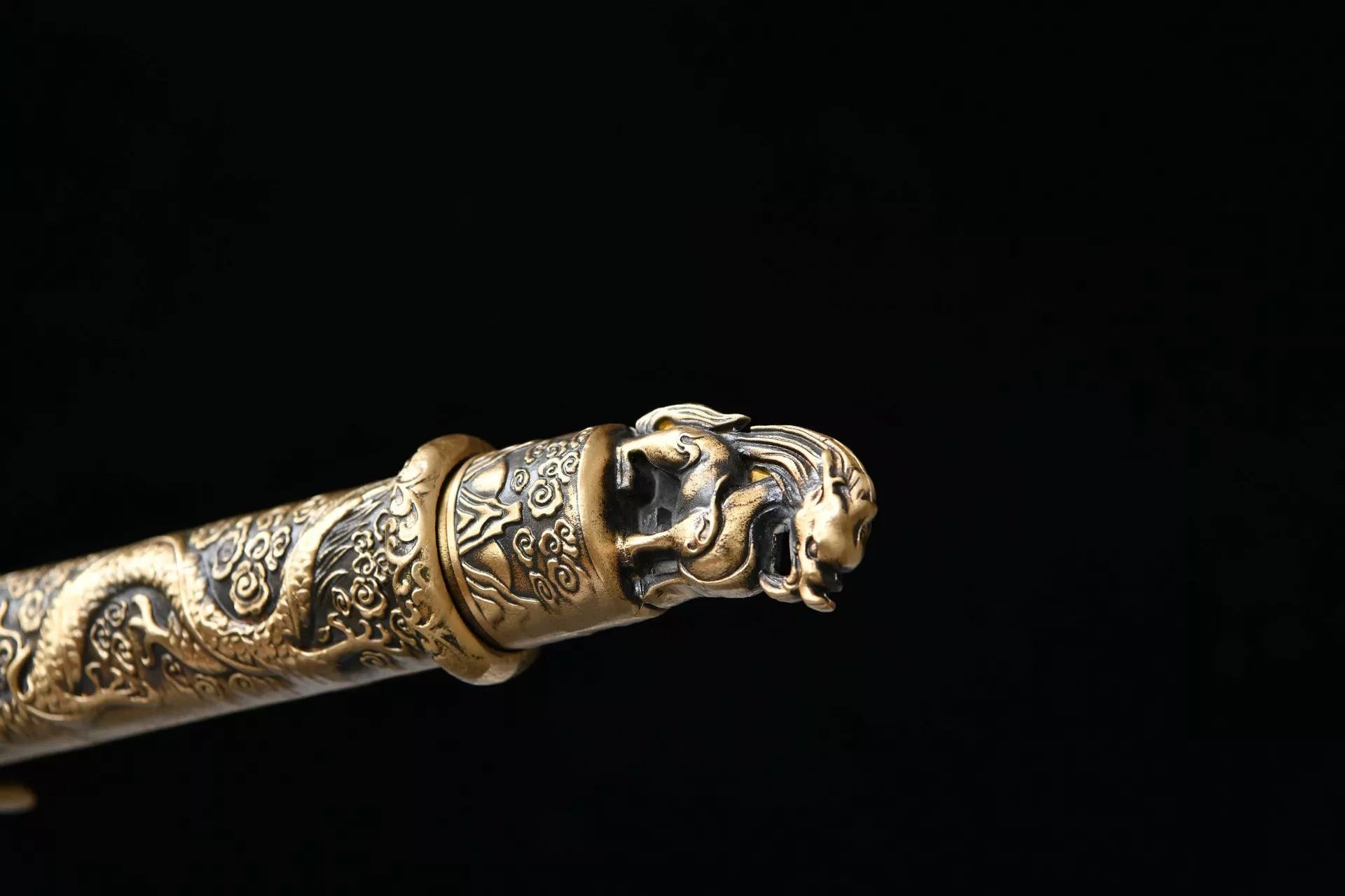 2360 New Handmade Long 28-inch Patterned Steel Burnished Edge Tang Sword - Dragon King Heavy Sword