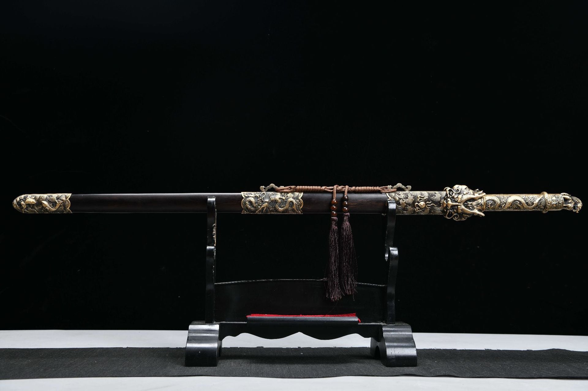 2360 New Handmade Long 28-inch Patterned Steel Burnished Edge Tang Sword - Dragon King Heavy Sword