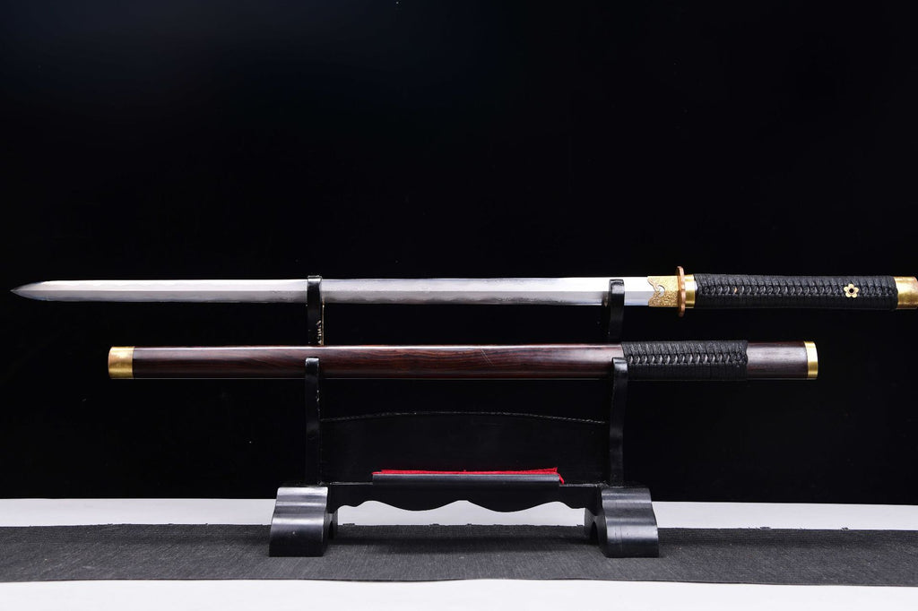 1560 Long 28" Patterned Steel Burnished Blade Fighting Research Tang Sword - Cold Shadow