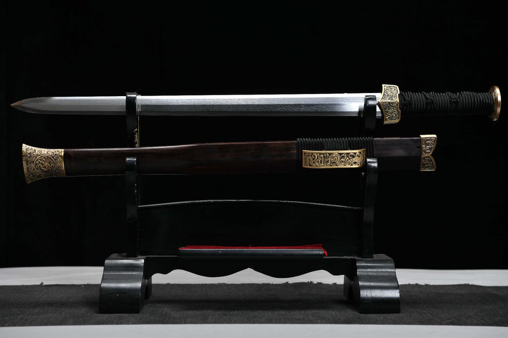 1100 New Handmade Medium 20 inch Patterned Steel Small Han Sword - Four Sacred Ancient Swords