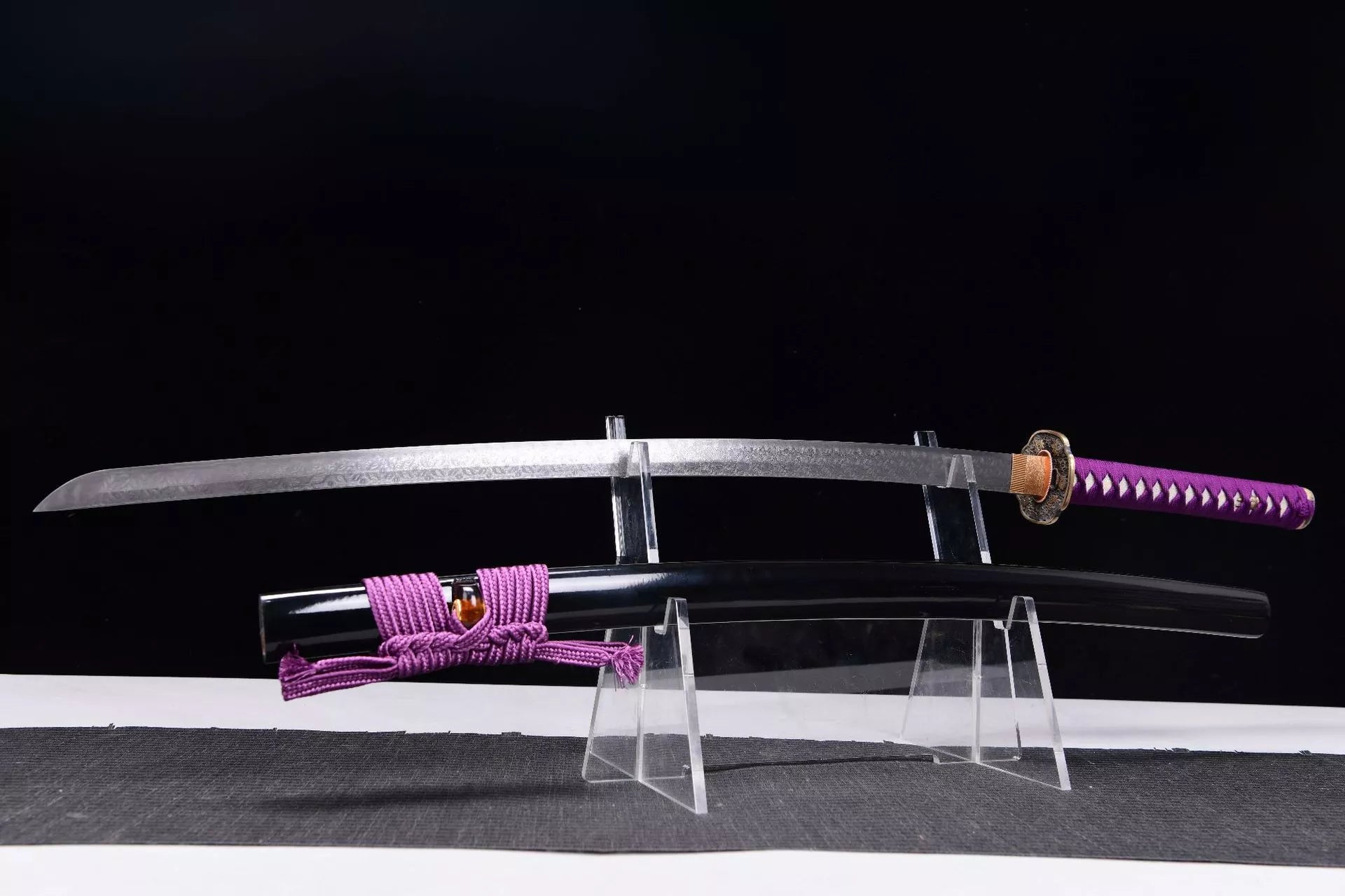 1060 Long 26 Damascus Patterned Steel (Clover Pattern) Samurai Sword - Fenghua Fighting Sword