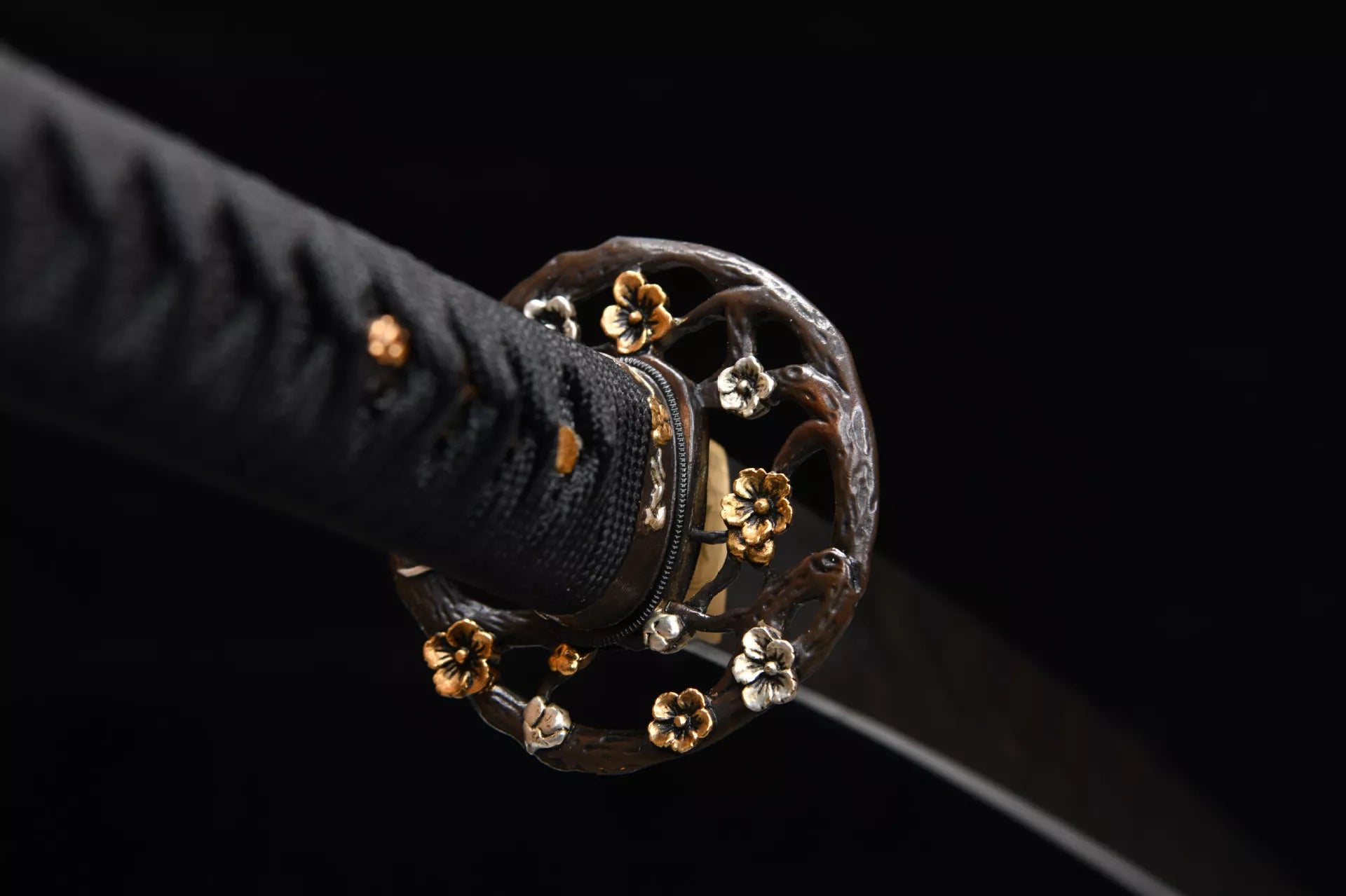 1300 New Handmade Long Gilt Mounted 26 inch Stone Washed Twisted Pattern Samurai Sword - Sakura Beating Sword