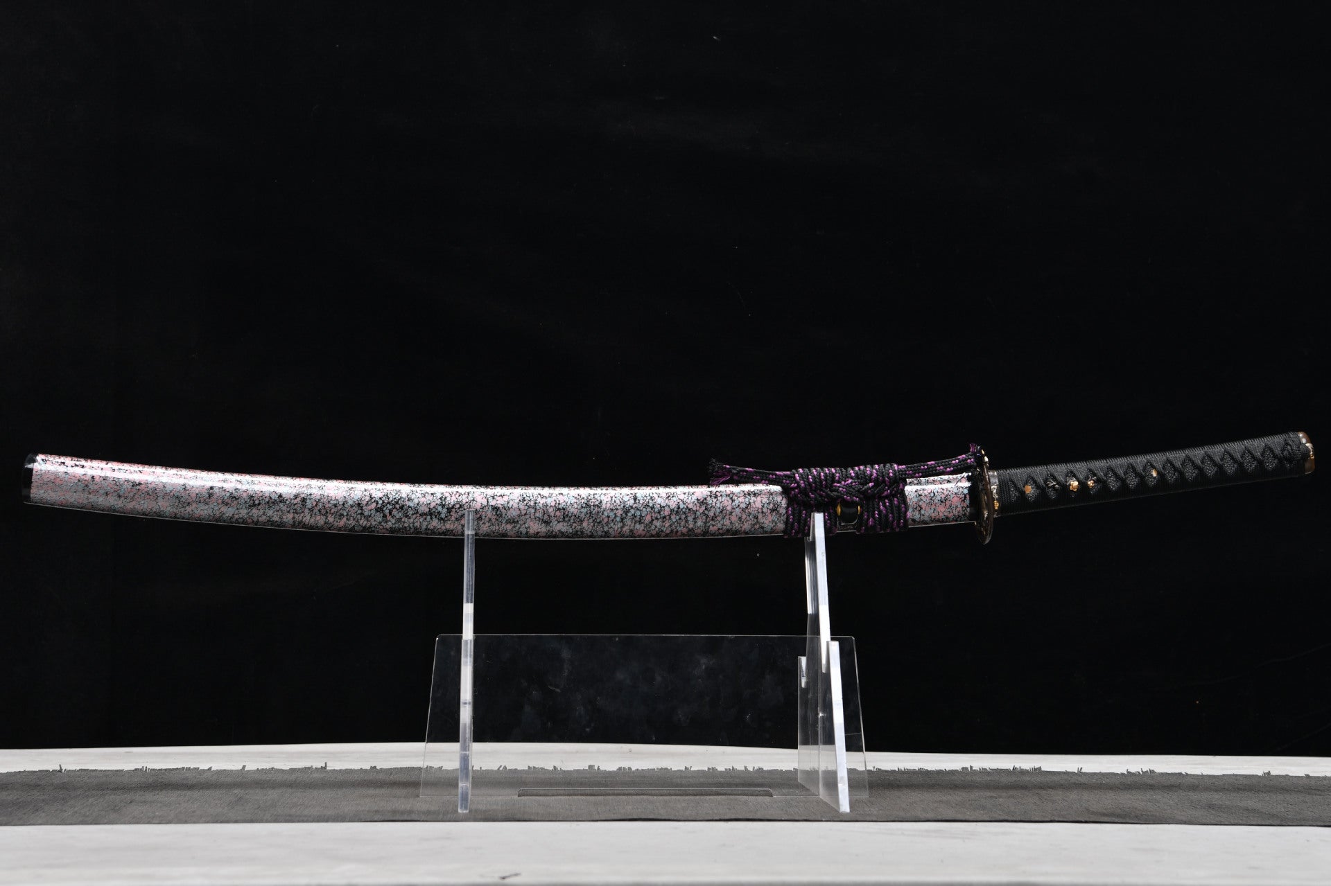 1300 New Handmade Long Gilt Mounted 26 inch Stone Washed Twisted Pattern Samurai Sword - Sakura Beating Sword