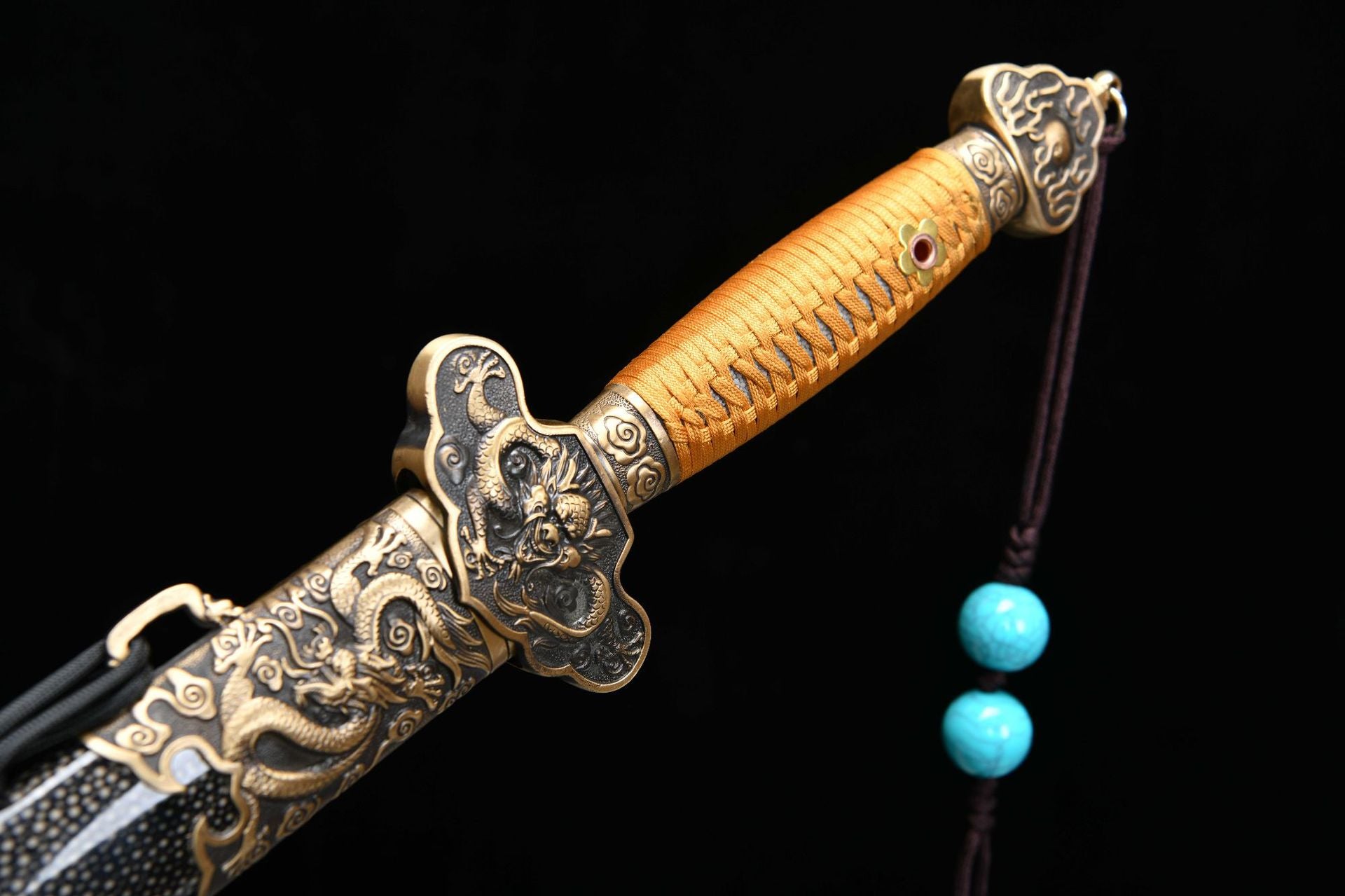 1500 New Handmade Long 26-inch Patterned Steel Chinese Ground Qing Sword - Imperial Dragon Sword