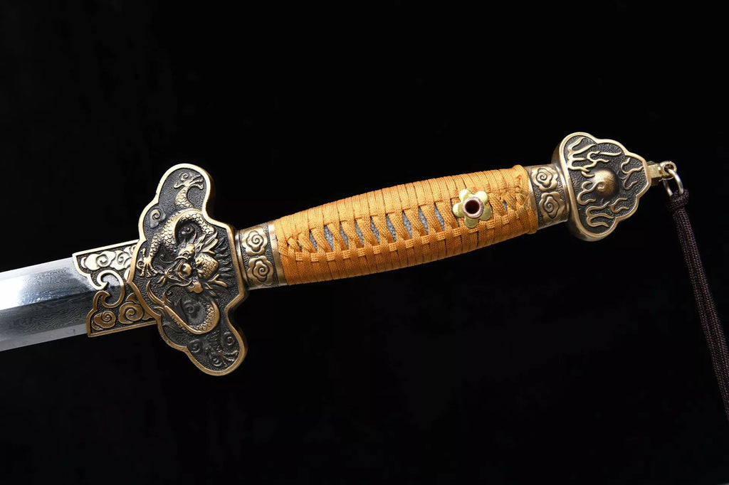 1500 New Handmade Long 26-inch Patterned Steel Chinese Ground Qing Sword - Imperial Dragon Sword