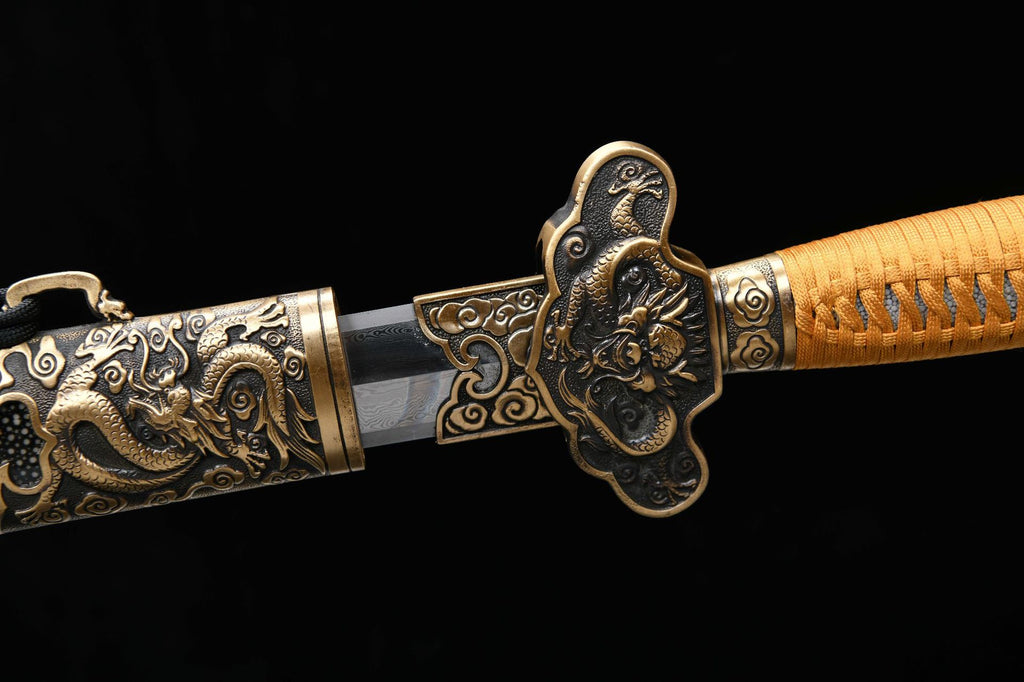 1500 New Handmade Long 26-inch Patterned Steel Chinese Ground Qing Sword - Imperial Dragon Sword